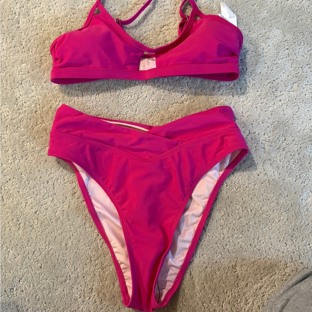 Cupshe Hot Pink Bikini Set
